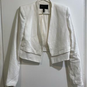 BCBG Maxazria Small White Linen Blazer